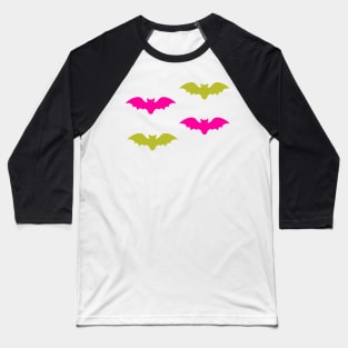 Bats Tile (Green and Pink) Baseball T-Shirt